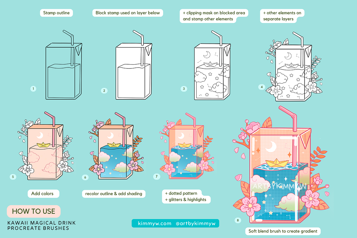 Procreate Magical Drink Brush Pack, a Brush Add-On by Artbykimmyw (Photo 3 of 7)
