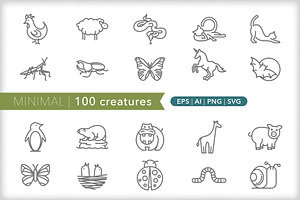 Minimal 100 Creature Icons