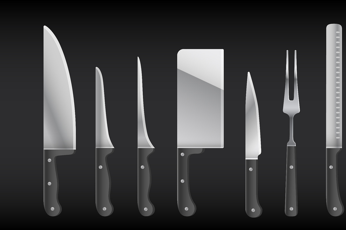 Knife, collection. Meat cutting, a Food Illustration by Foxys Graphic (Photo 3 of 3)