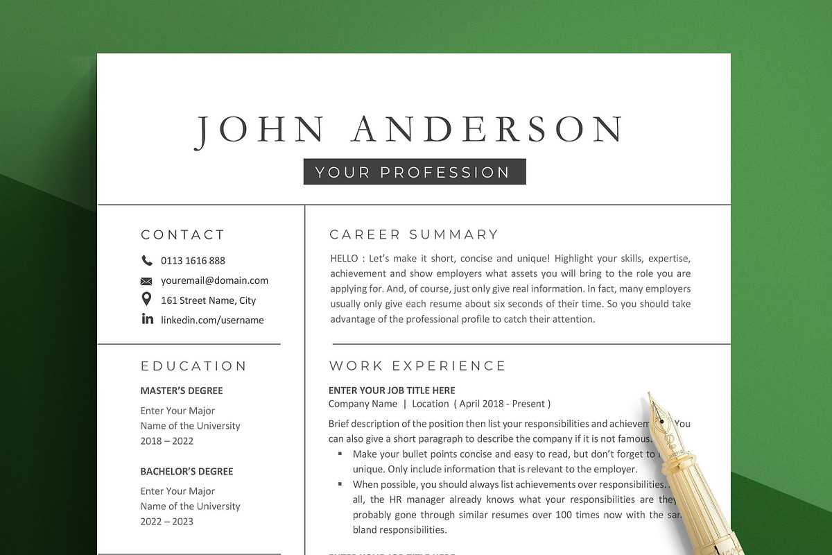 Resume Template Modern CV Design, a Resume Template by resumetemplathttps://d3es (Photo 1 of 9)