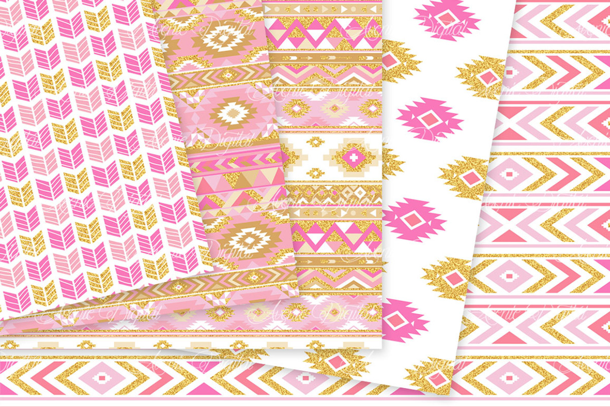 Pink & Gold Boho Seamless Patterns, a Pattern Graphic by Avenie Digital (Photo 3 of 4)