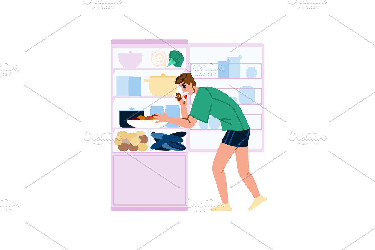 Hungry man searching food in, a Food Illustration by pikepicture