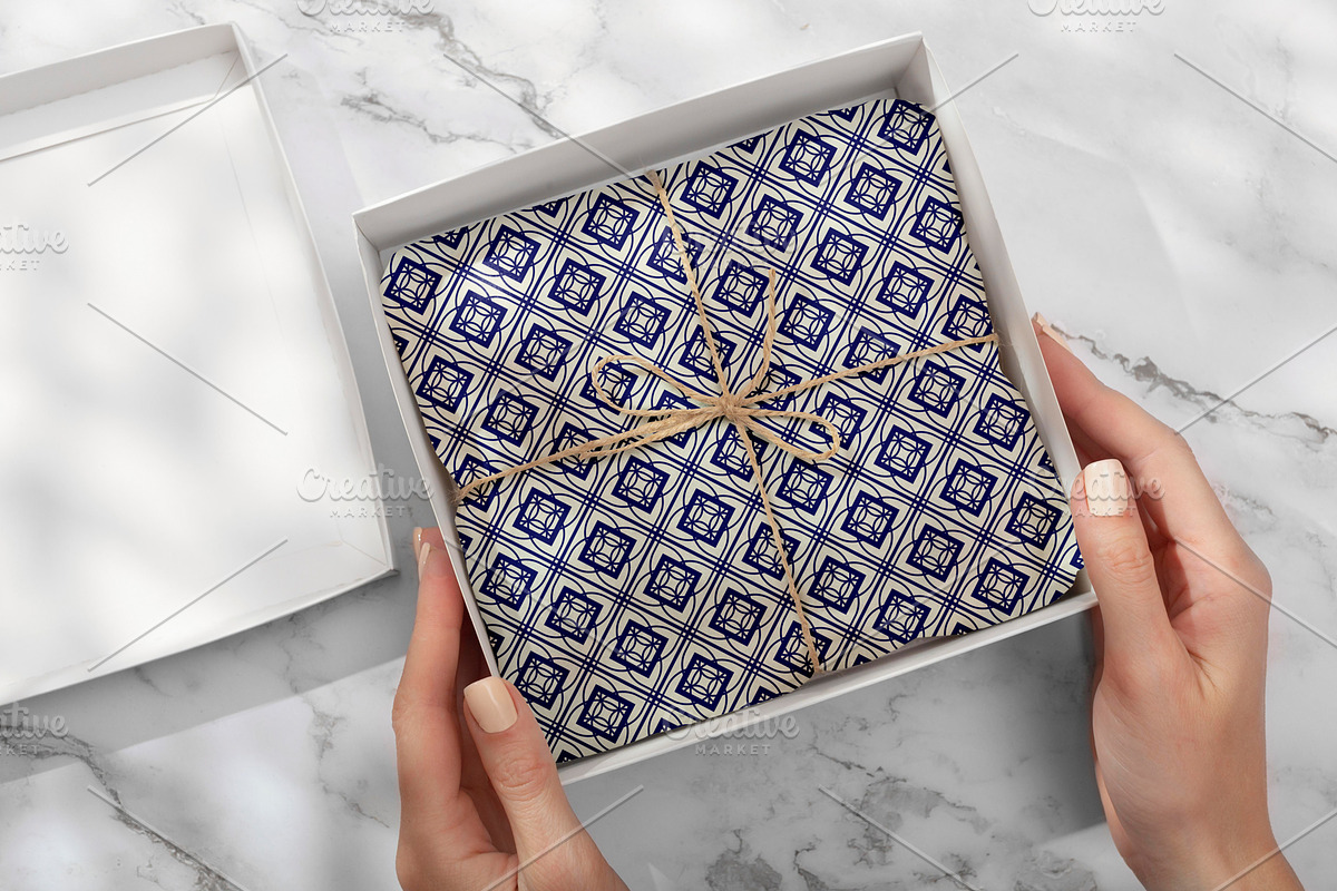 Blue tile seamless ornament patterns, a Pattern Graphic by ExpressShop (Photo 2 of 5)
