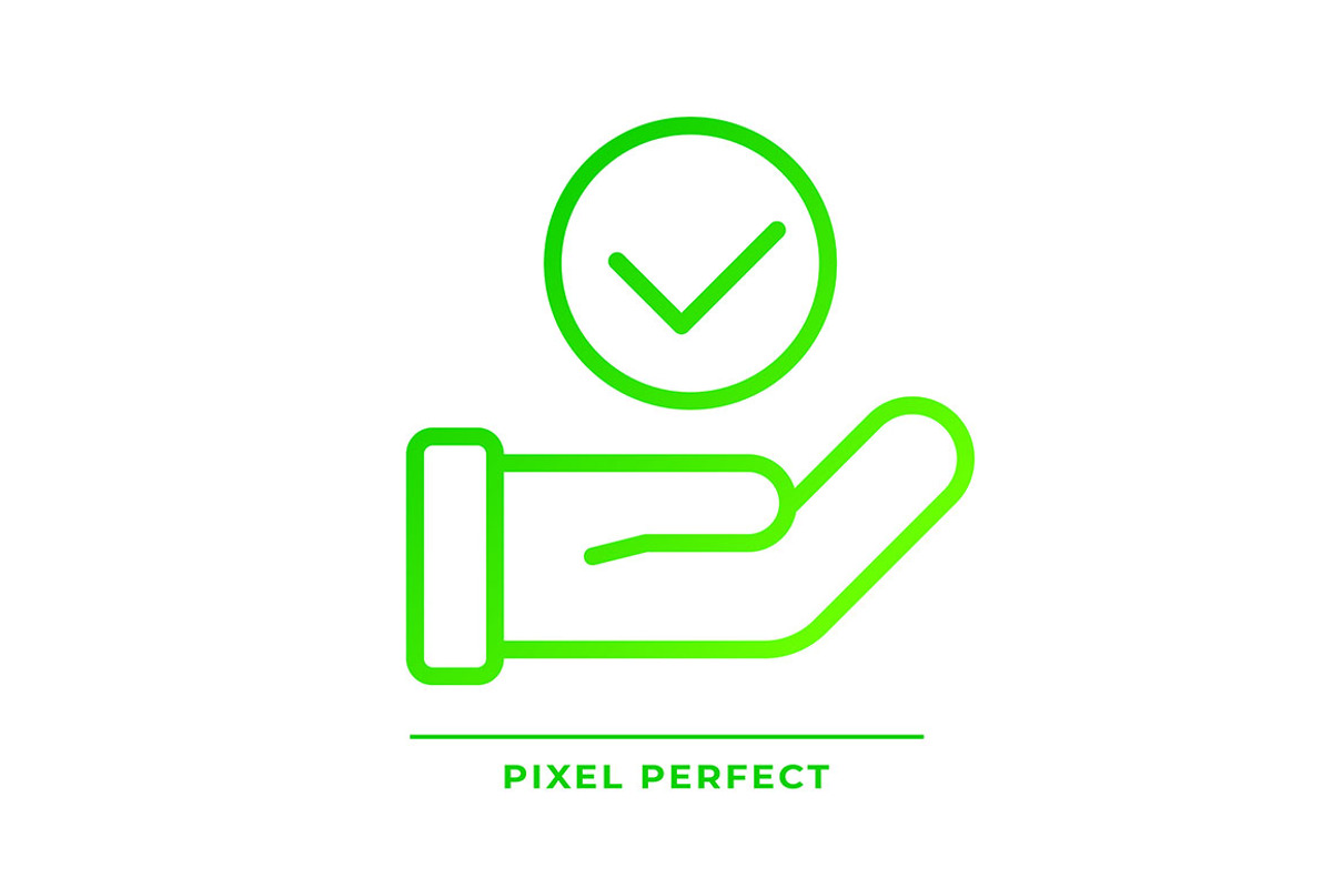 Hand with check mark pixel perfect, an Icon by IMG Visuals