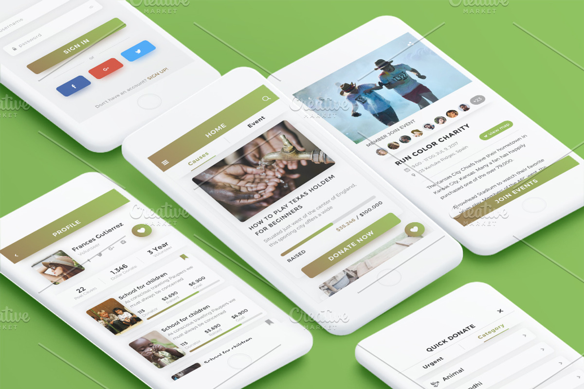 Janna Charity Mobile UI Kit, an UI Kit Template by No.13 (Photo 1 of 5)