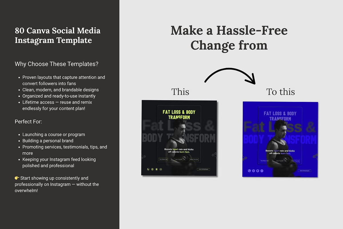 Canva Gym & Fitness Instagram Post, a Social Media Template by TheBrightGrap (Photo 15 of 17)