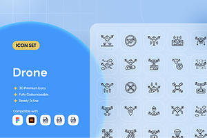 Outline Drone Icon Set, an Outline Icon by Nathaya Studio