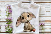 Cute Strawberry Bunny PNG Clipart, an Illustration by OK Design (Thumbnail 5 of 6)