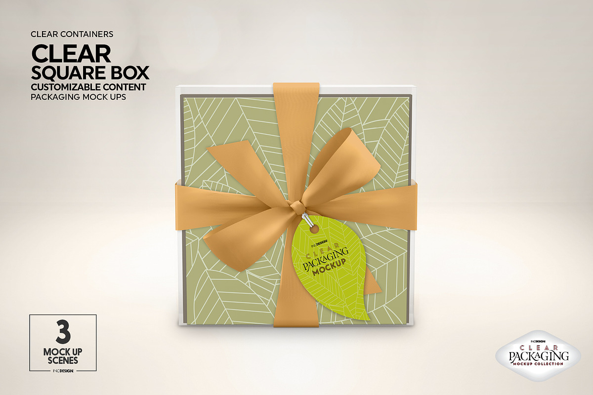 Clear Square Flat Boxes Mockup, a Packaging Mockup by INCDesign (Photo 6 of 14)
