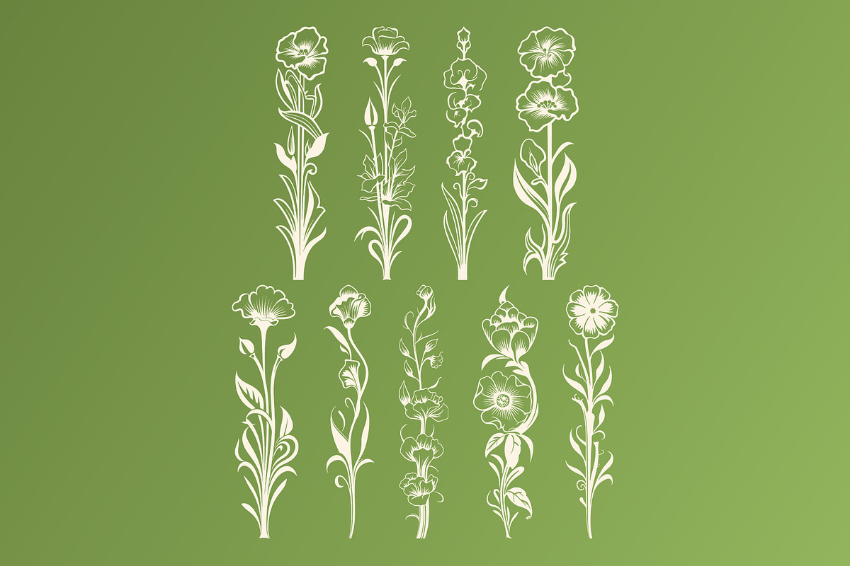 58 Art Nouveau vertical flowers, a Decorative Illustration by Stanislav Kharchevskyi (Photo 3 of 4)