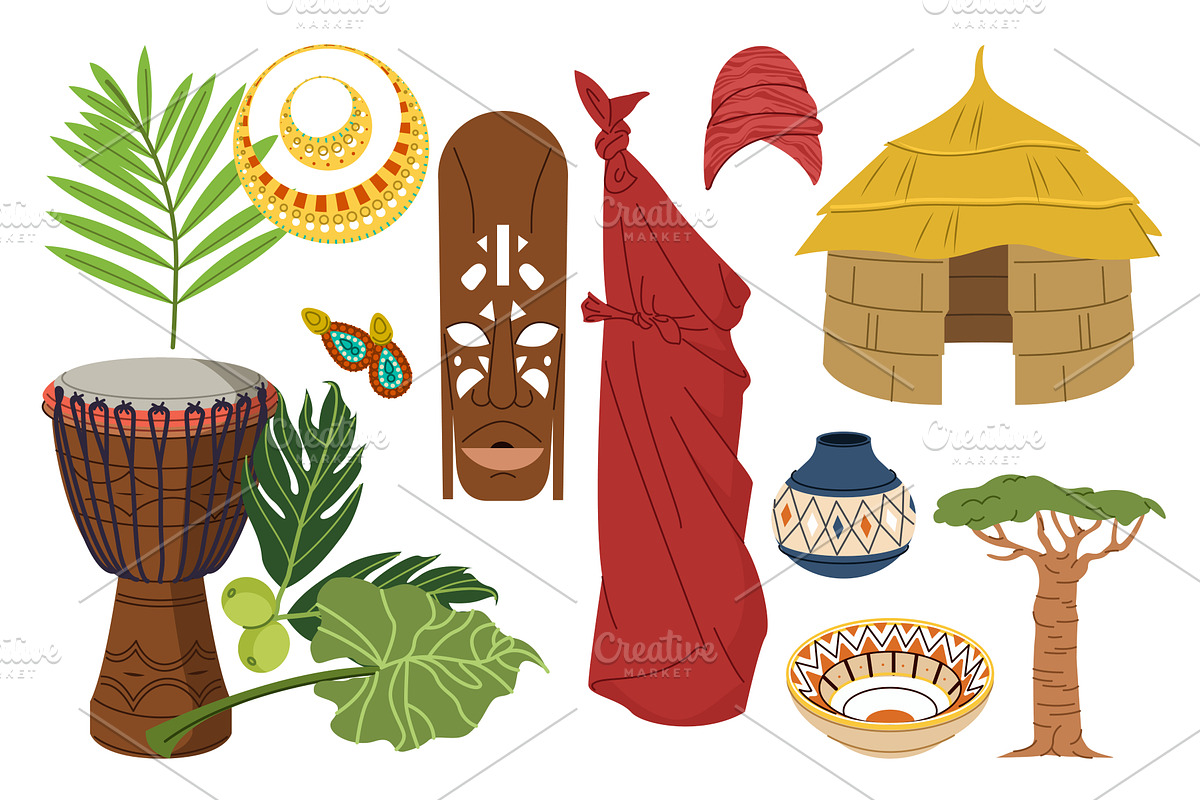 Africa Culture Set, an Object Illustration by alexdndz