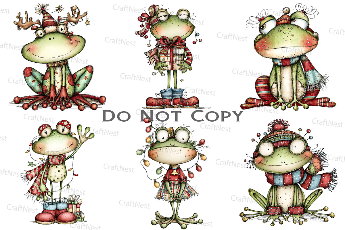 ''Coquette Christmas Frog Clipart'', an Illustration by Craft Nest (Photo 3 of 8)