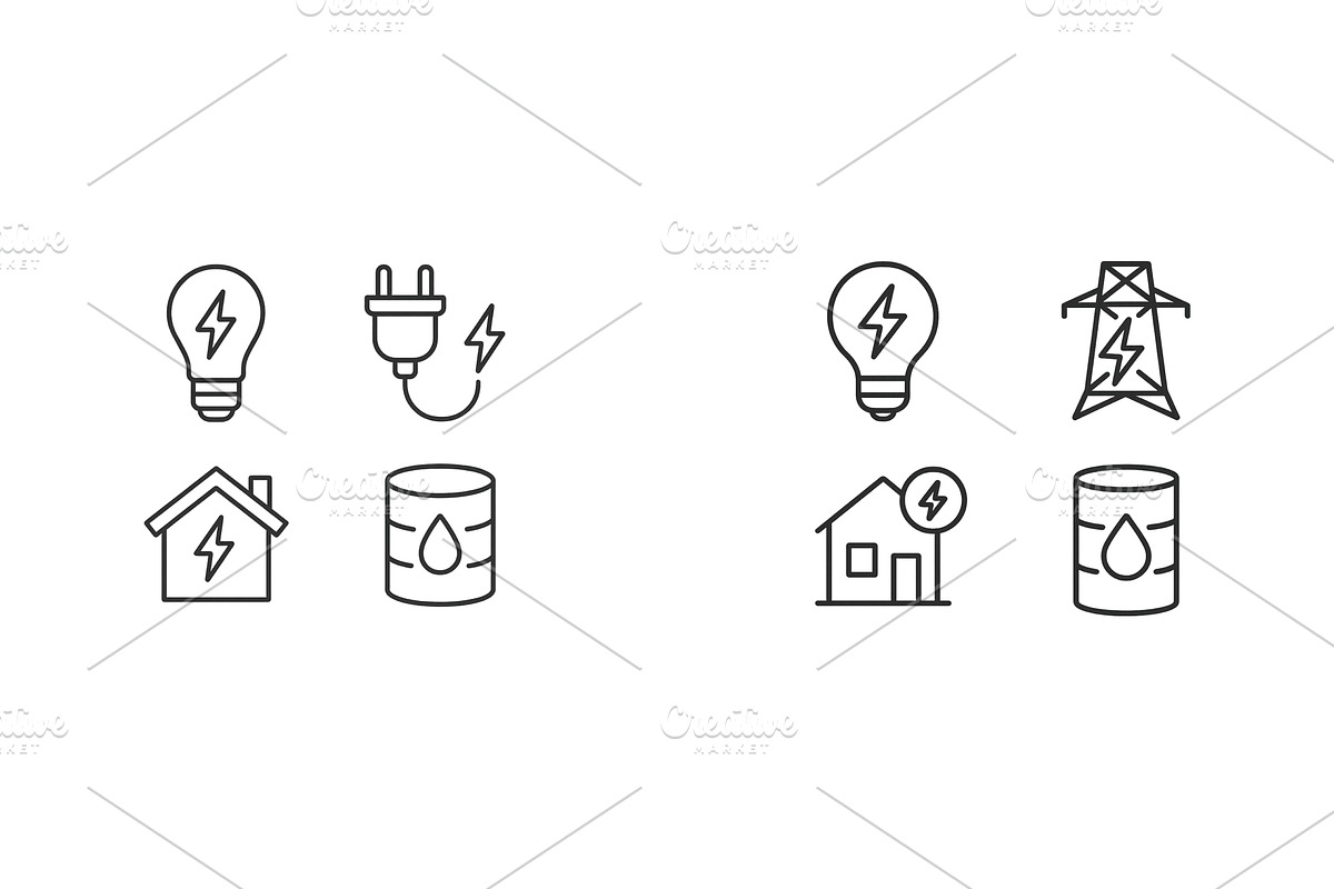 Set of web icons representing energy, an Illustration by ZinetroN