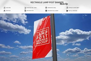 Rectangle Lamp Post Banner Mock-Up