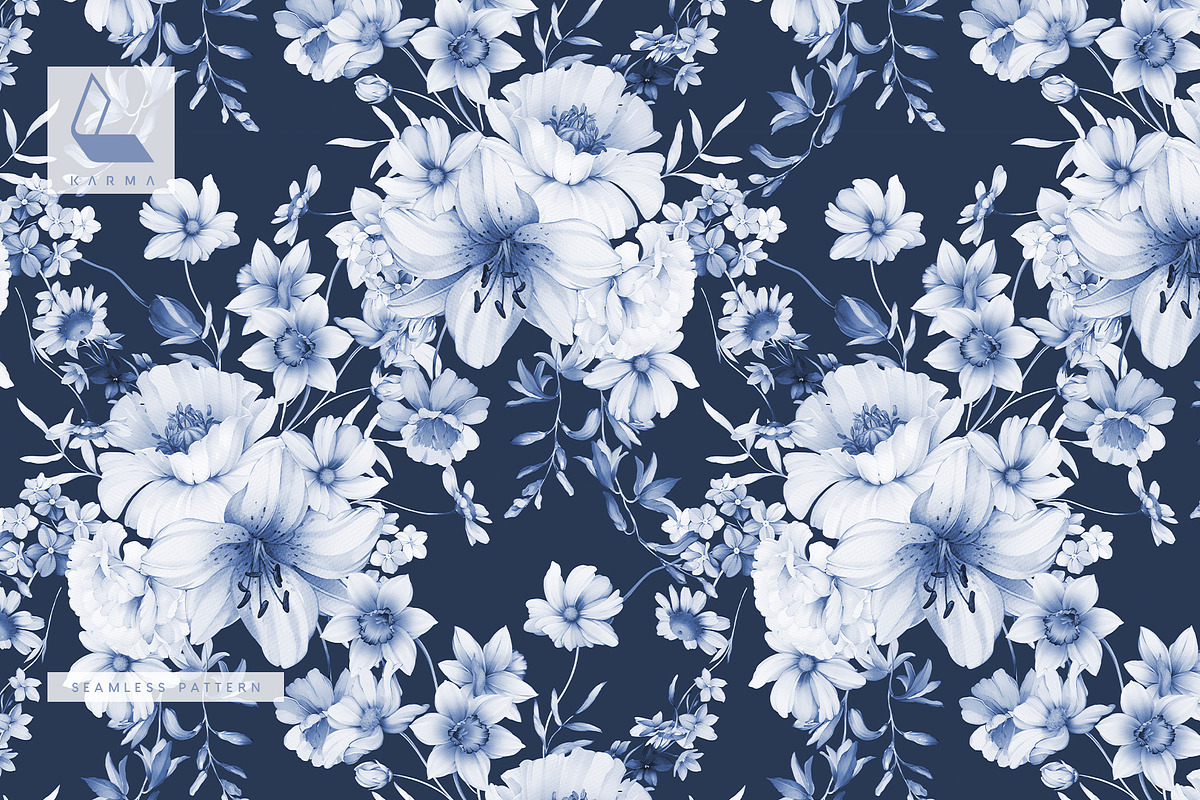 Gwinnett | Indigo | Botanical set, a Decorative Illustration by Karma (Photo 6 of 16)