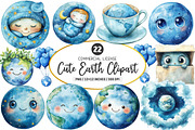 Cute Earth Clipart Sublimation, an Illustration by SinaCreation (Thumbnail 1 of 5)