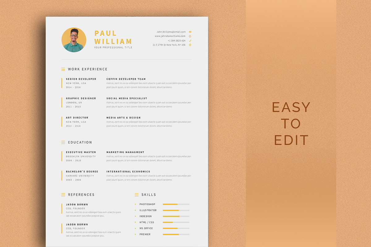Resume/CV Template, a Resume Template by UX-group (Photo 2 of 8)