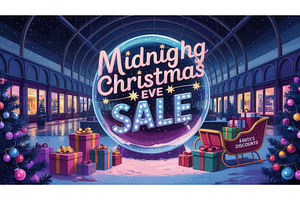 Festive midnight Christmas Eve sale, an Illustration by tilialucida