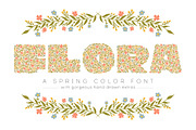 Flora Color Display Font, a Font by On the Mark Designs (Thumbnail 1 of 8)