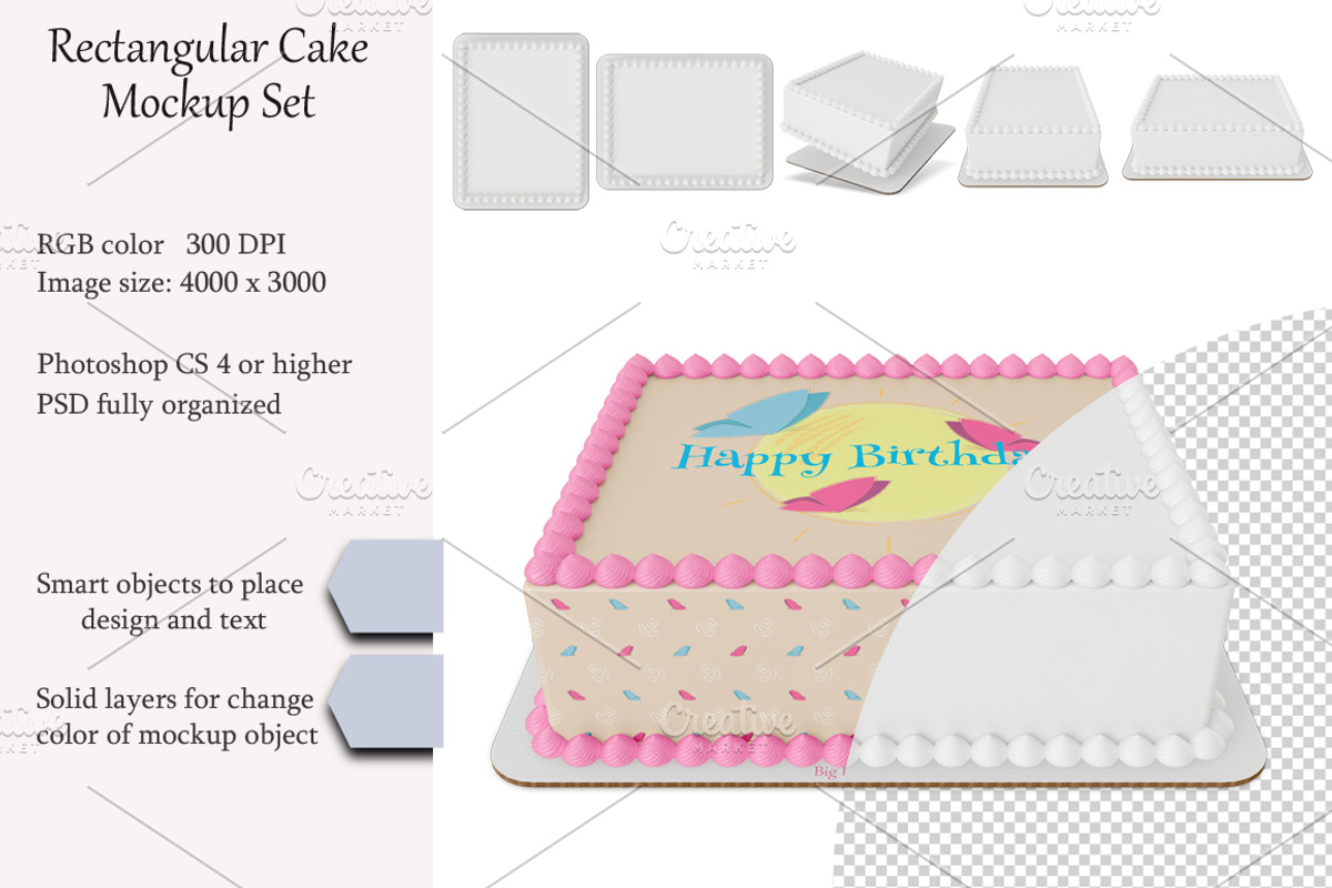 Edible cake Mockup set. PSD mockup., a Product Mockup by NatalyaZelenova (Photo 1 of 6)