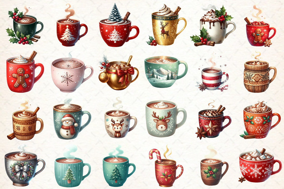 Hot Chocolate Christmas Clipart, an Illustration by Libby Wishes (Photo 3 of 4)