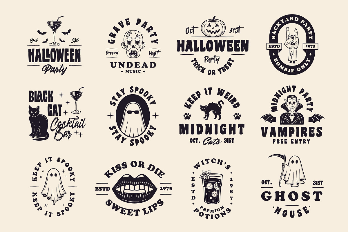 Vintage Halloween Emblems - 97 Logos, an Object Graphic by DenysHolovatiuk (Photo 5 of 9)