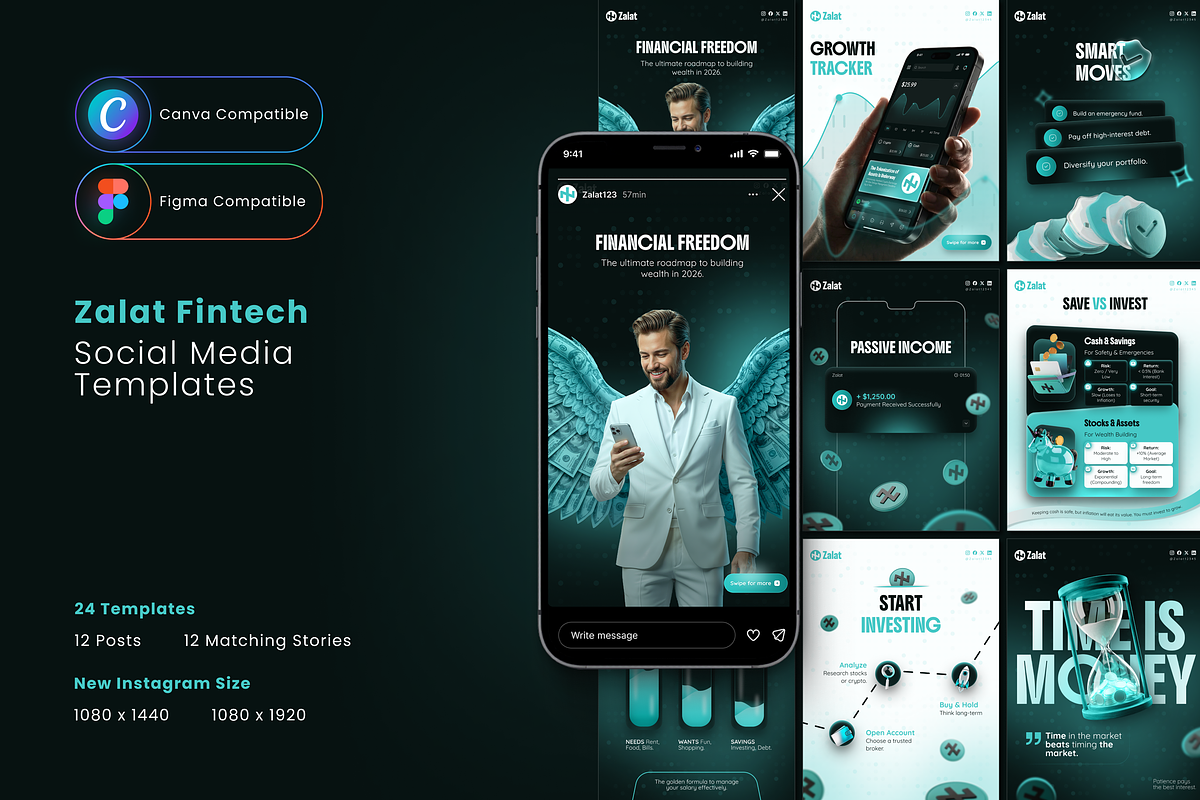 Zalat Fintech & Crypto Instagram Kit, a Social Media Template by Sooni Gaad (Photo 1 of 9)