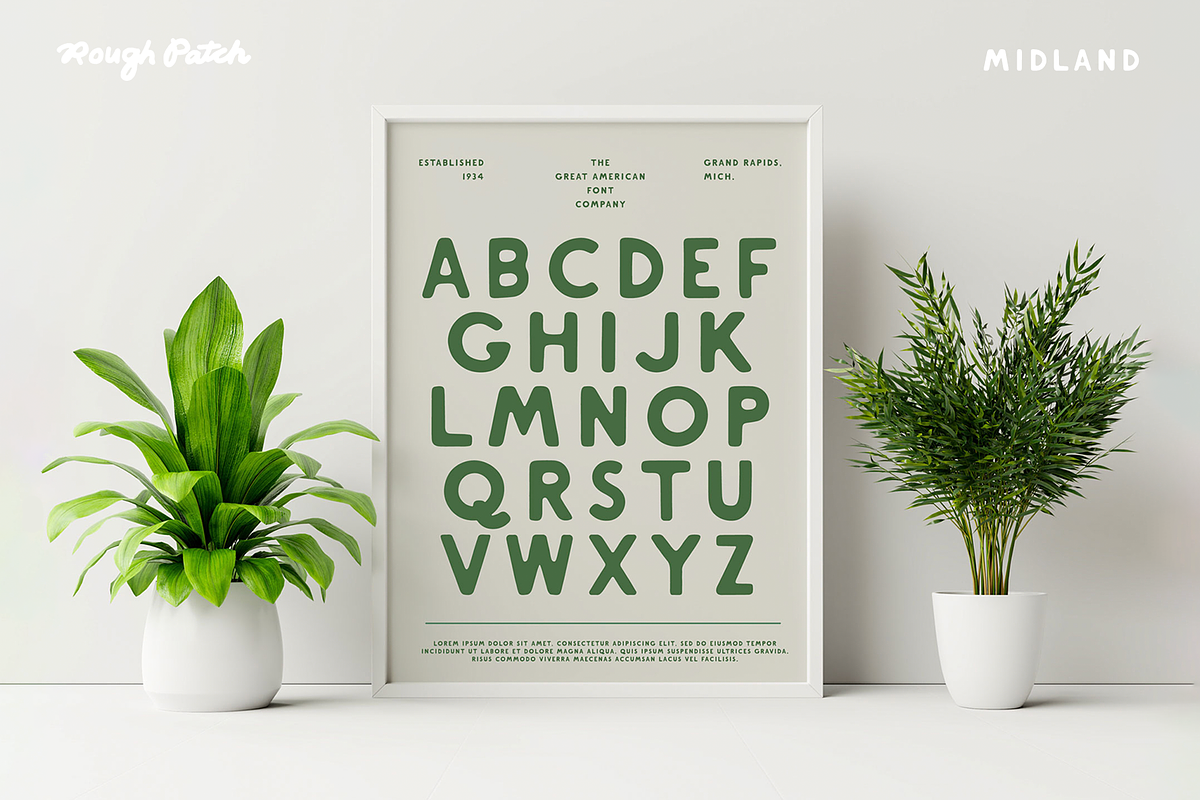 Midland | Vintage Sans Serif Font, a Sans Serif Font by Rough Patch Studio (Photo 4 of 8)