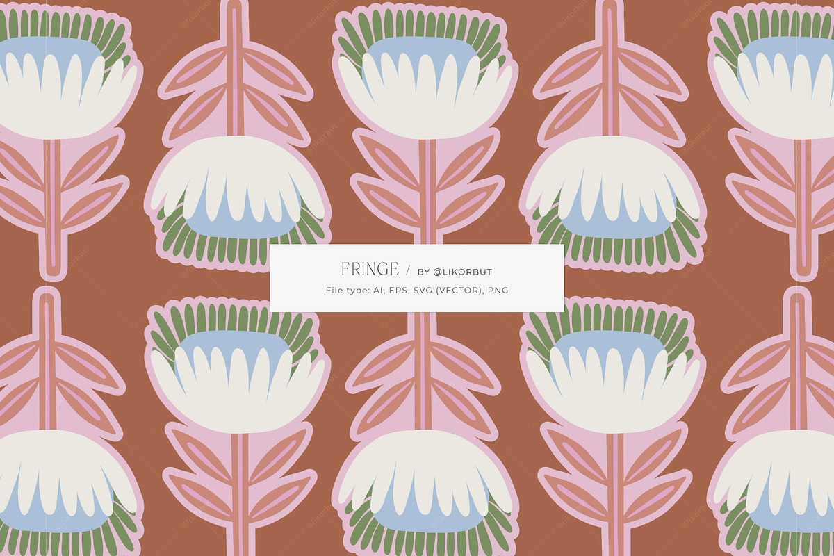 Fringe Bold Abstract Flower Pattern, a Pattern Graphic by likorbut (Photo 2 of 11)