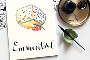 Watercolor cheese vector set, a Food Illustration by miminoshka (Thumbnail 5 of 10)