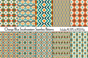 Blue Orange Southwestern Patterns
