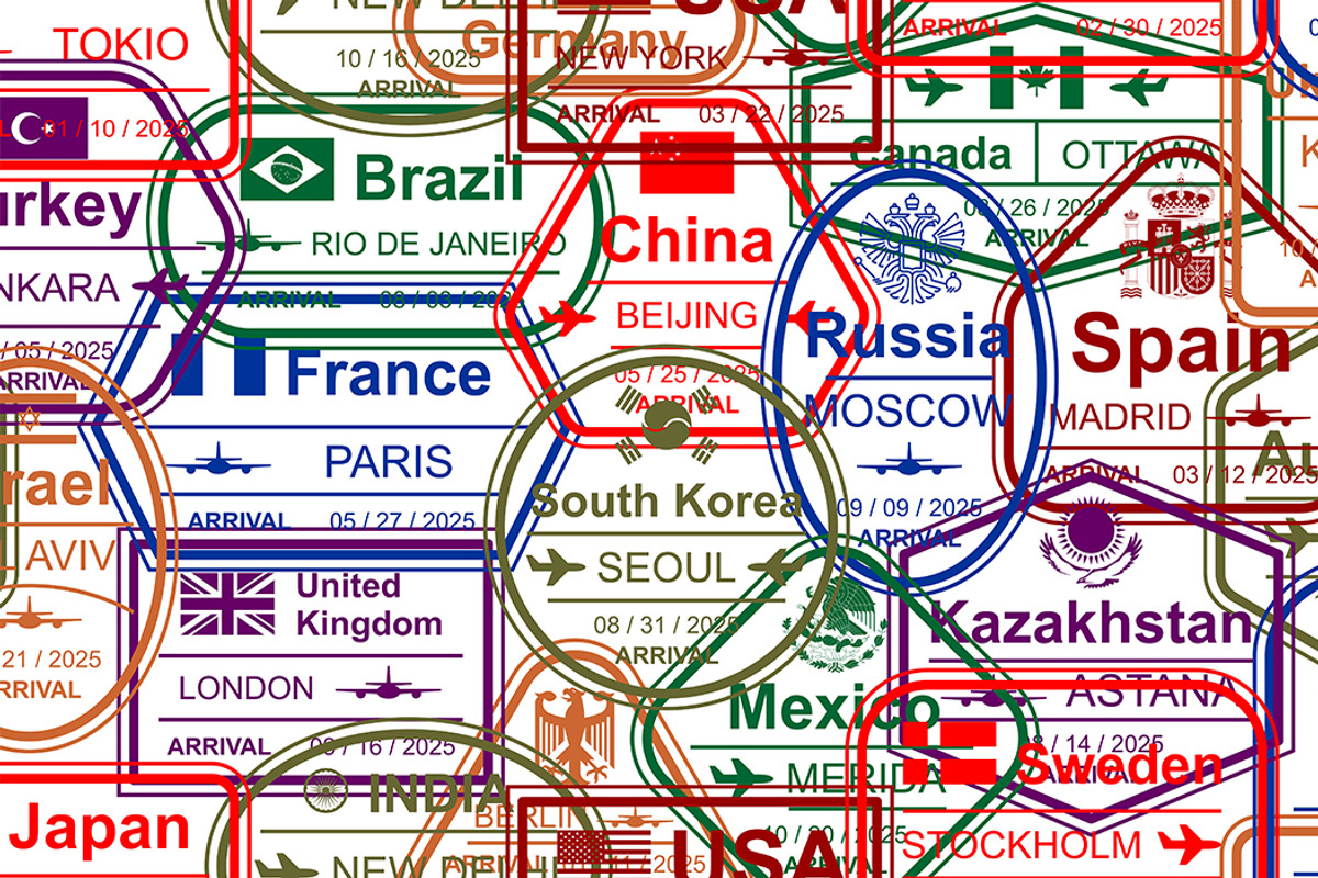 Travel Visa Stamps + pattern, a Graphic by Volyk (Photo 4 of 4)