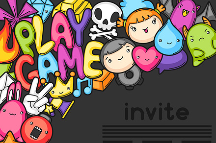 Game kawaii invites., a Card Template by incomible