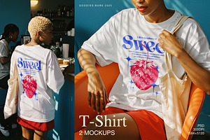 Urban Cafe White T-Shirt Mockup, a Shirt Mockup by Goodies.Buro