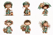 Whimsical Fall Little Boy Clipart, a Seasonal Illustration by fashionaddict (Thumbnail 3 of 7)