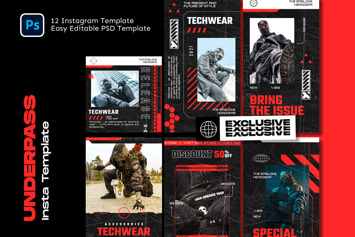 Underpass Techwear Instagram Kit, a Social Media Template by Shinra Labs (Photo 6 of 10)