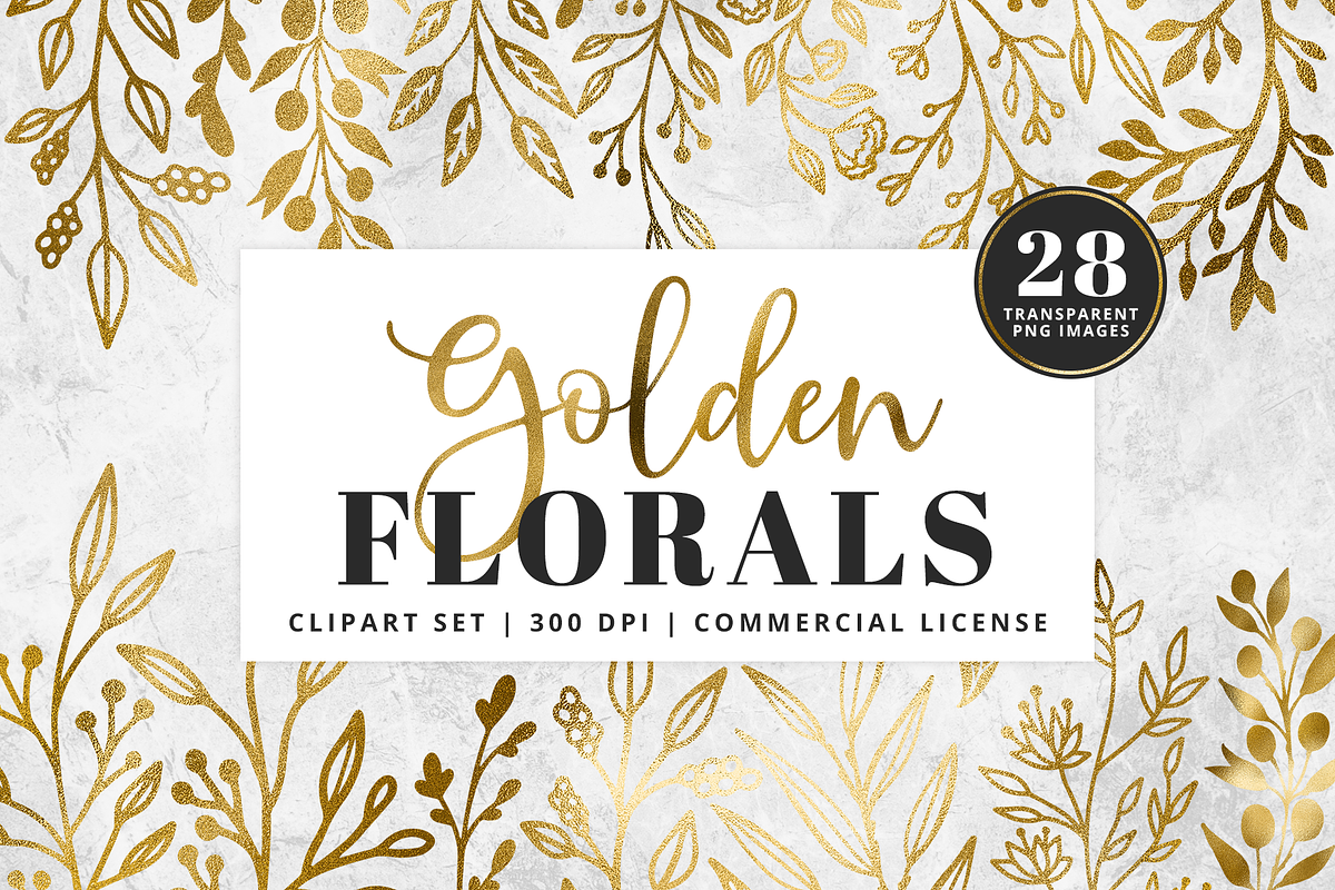 Silver Foil Floral Clipart Set, an Illustration by Brandi Lea Designs (Photo 1 of 7)