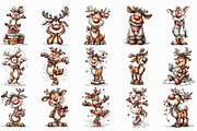 Winter Funny Reindeer Clipart, an Illustration by Libby Wishes (Thumbnail 3 of 5)