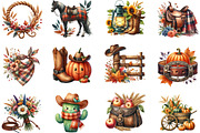 Watercolor Cowboy Autumn Clipart, an Illustration by Designking (Thumbnail 2 of 4)