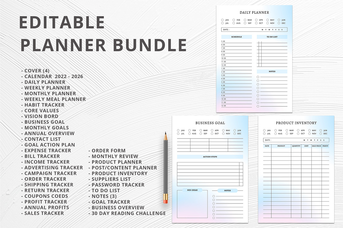 Ultimate Planner Bundle Pack, a Stationery Template by Design Zone (Photo 6 of 7)