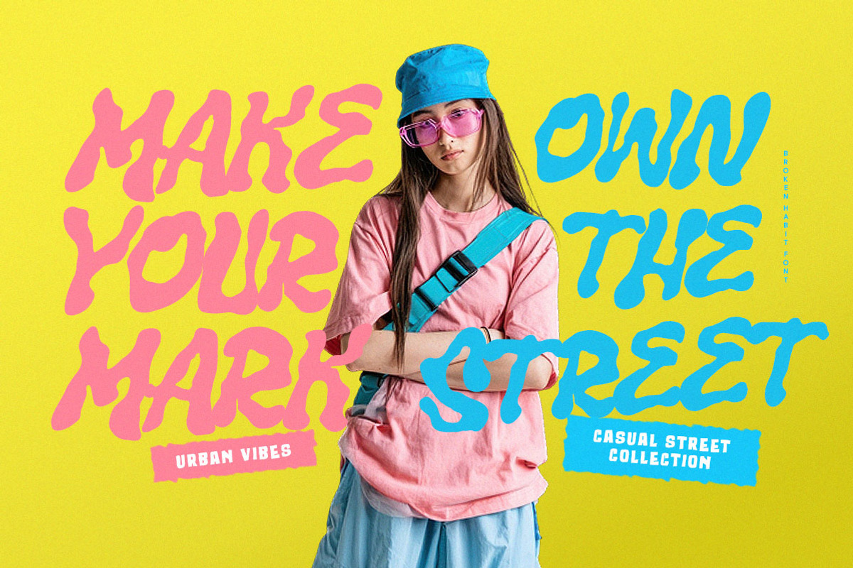 Broken Habit – Funky Street Display, a Handwritten Font by Littlehand (Photo 3 of 10)