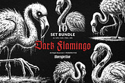 10 Bundle Dark Art Flamingo Bird, an Illustration by Morspective (Thumbnail 1 of 7)