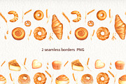 Bakery watercolor hand drawn clipart, a Food Illustration by DiashaArt (Thumbnail 6 of 6)