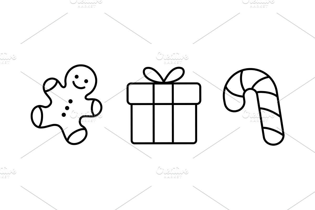 Christmas Line Art Icons Set, a Seasonal Illustration by Elen_Art (Photo 2 of 5)