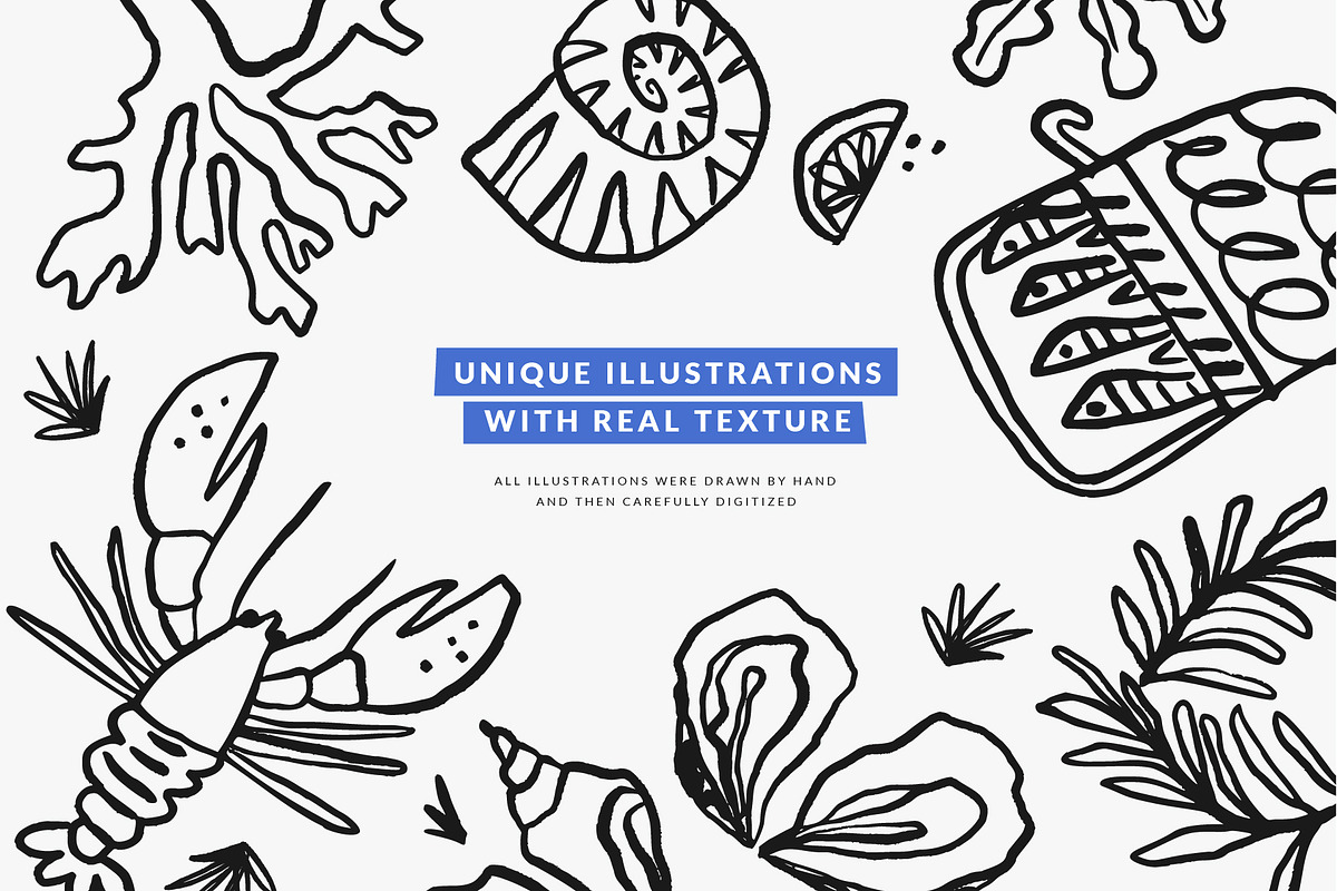 Seafood Menu | Hand drawn clipart, a Food Illustration by Favete Art (Photo 6 of 9)