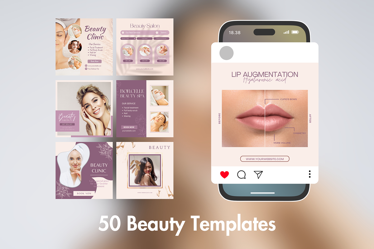 50 Beauty Instagram Template, a Social Media Template by Adored Templates (Photo 1 of 9)