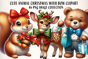 Cute Animal Christmas Clipart Bundle, an Illustration by Dream Creation (Thumbnail 1 of 7)