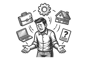 Confused Man Struggling With Life, a Person Illustration by AlexArt