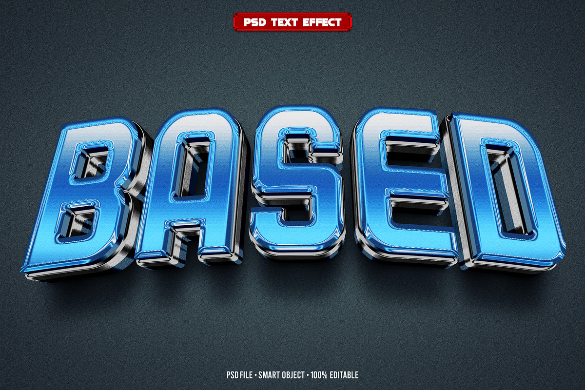 Based 3D editable text effect, a Layer Style Add-On by Hello Muh (Photo 1 of 2)