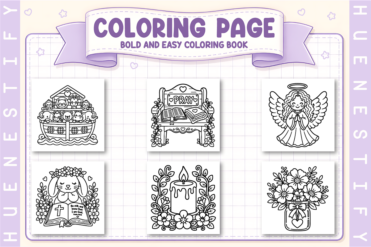 Christian Bold & Easy Coloring Book, a Decorative Illustration by HueNestify (Photo 3 of 4)